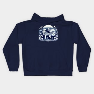 Lunar Guardian Okami Wolf - Enchanted Nighttime Protector Kids Hoodie